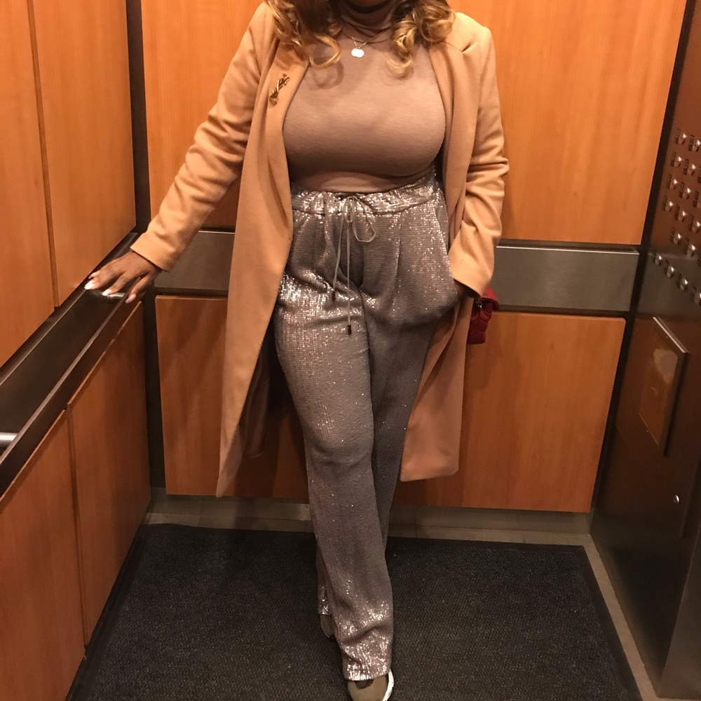 COPY - SEQUIN WIDE LEG DRAWSTRING PANTS